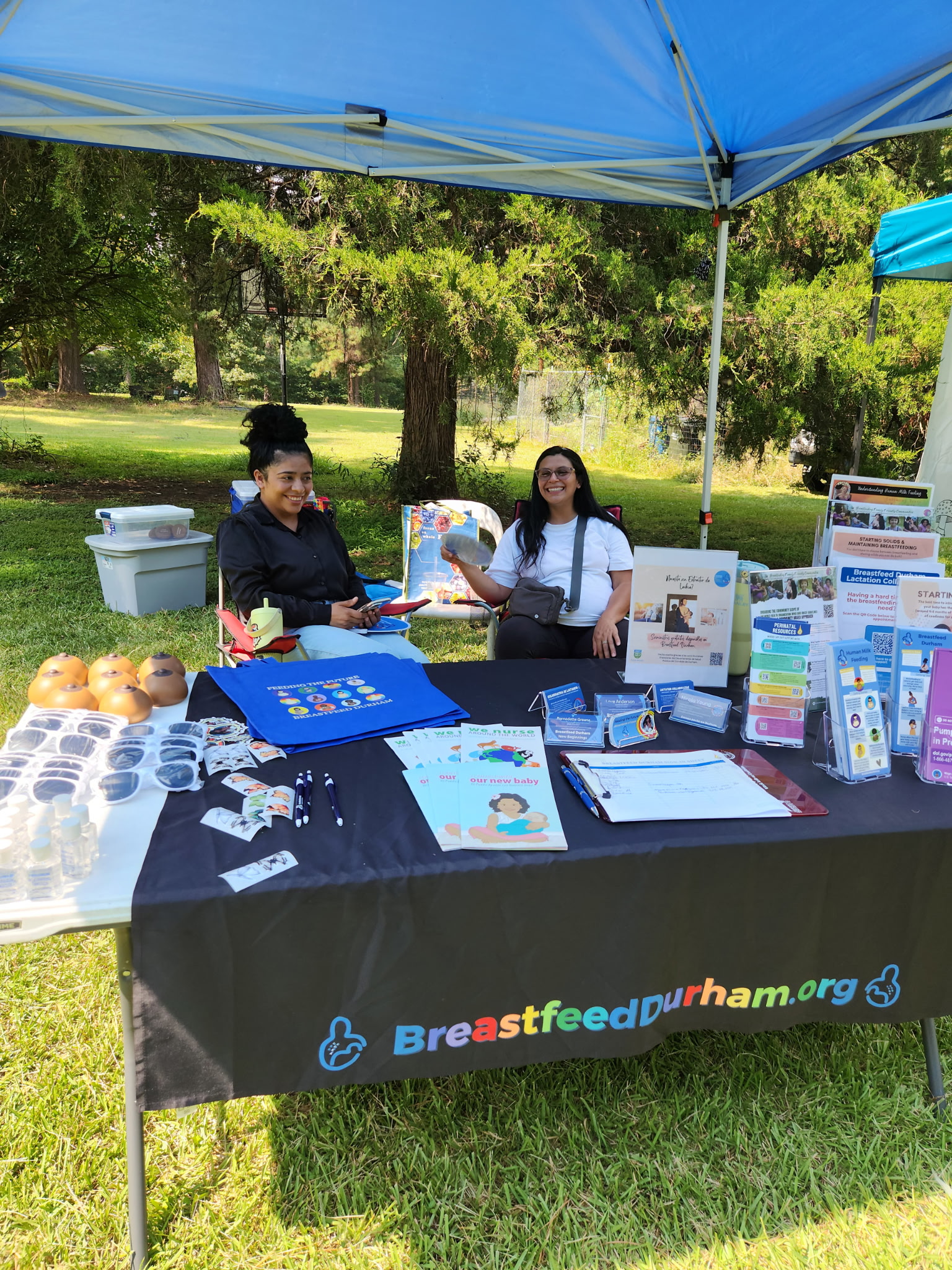 A family at a Breastfeed Durham community event