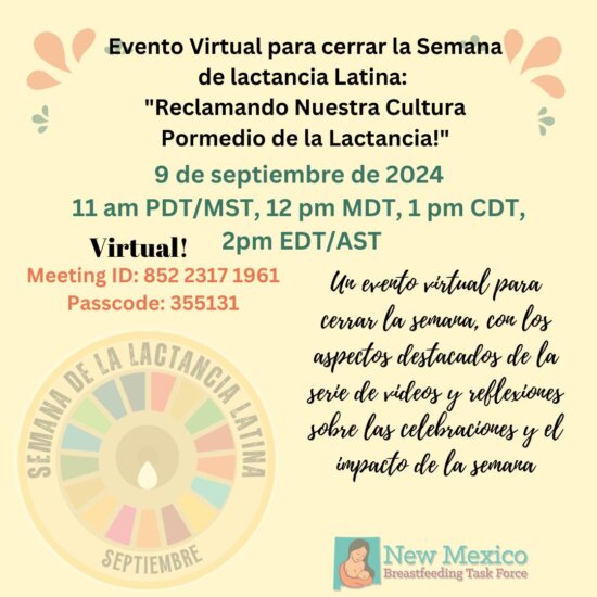 Evento Virtual para cerrar la Semana de lactancia Latina/Virtual closing ceremony