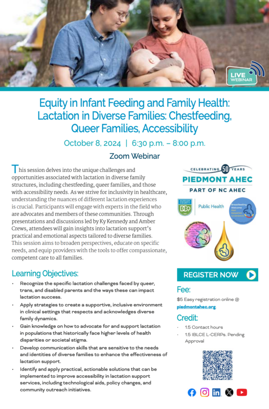 Equity in Infant Feeding and Family Health: Lactation in Diverse Families: Chestfeeding, Queer Families, Accessibility