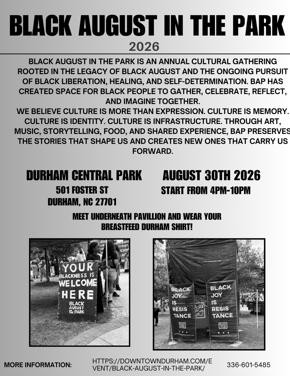 updated dates Black August in the Park 2026 Flyers