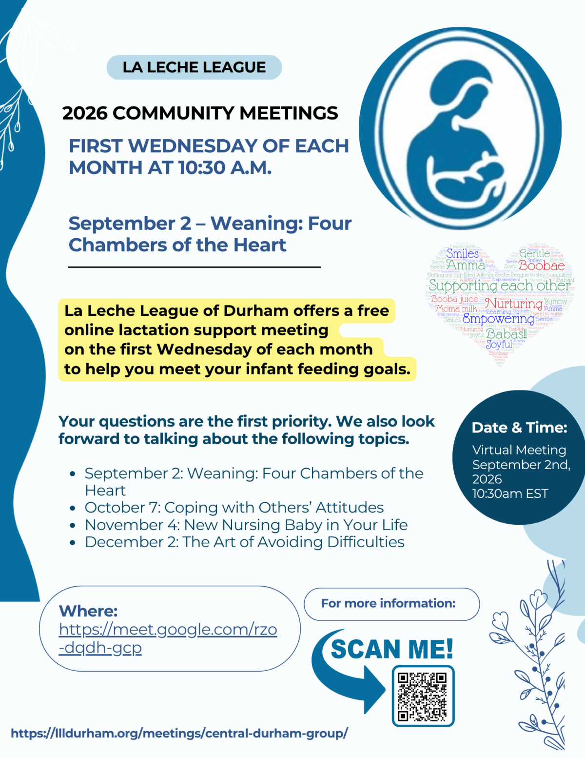 La Leche League Community Meeting 2026 Flyer
